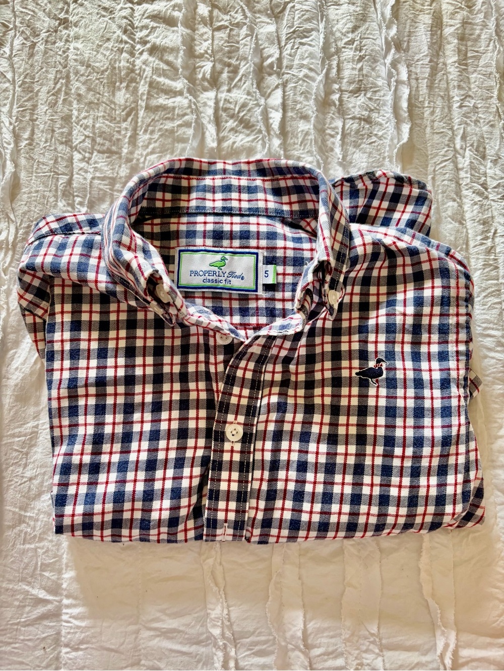 Properly Tucked Kids Red, White & Blue Plaid Button-Down Shirt